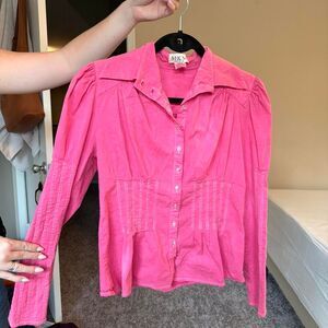 Pink cotton MKM Designs blouse with pearl buttons